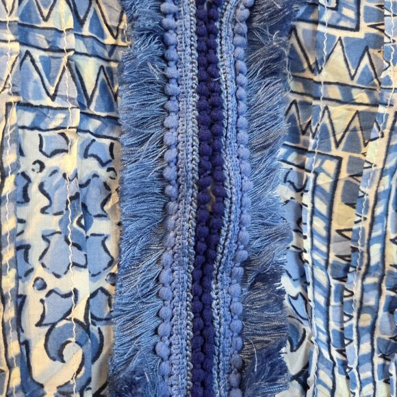 VINEYARD VINES Scarf Print Pintuck Cotton Blend Minidress Sz XL - Picture 6 of 8